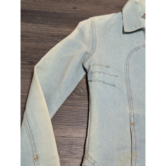 Levi's Red Tab Denim Jacket Light Wash Distressed  Made in USA Size S READ - Picture 3 of 10